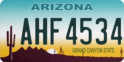 AZ license plate AHF4534