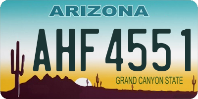 AZ license plate AHF4551