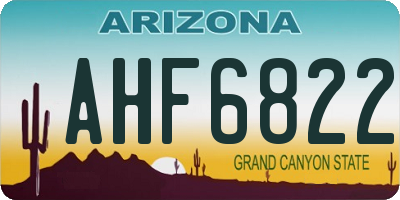 AZ license plate AHF6822