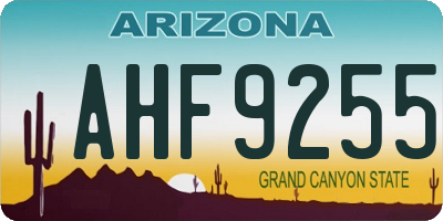 AZ license plate AHF9255
