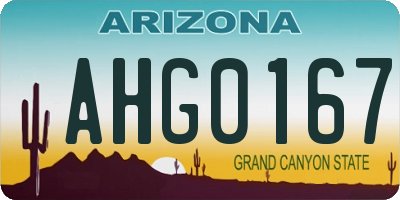 AZ license plate AHG0167