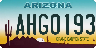 AZ license plate AHG0193