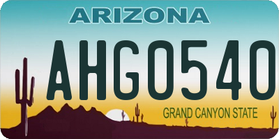 AZ license plate AHG0540