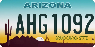 AZ license plate AHG1092