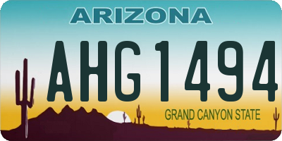 AZ license plate AHG1494