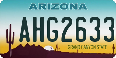 AZ license plate AHG2633