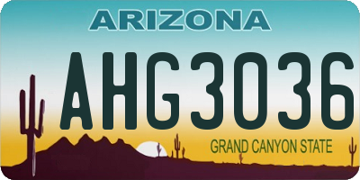 AZ license plate AHG3036