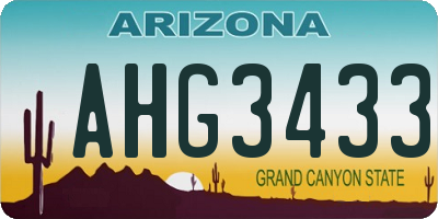 AZ license plate AHG3433