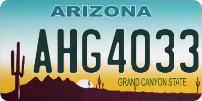 AZ license plate AHG4033