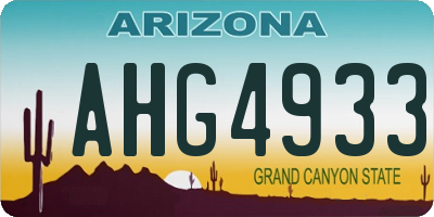 AZ license plate AHG4933