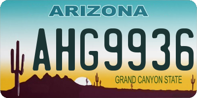 AZ license plate AHG9936