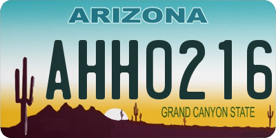 AZ license plate AHH0216