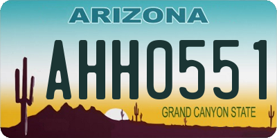 AZ license plate AHH0551