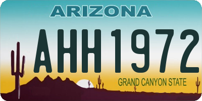AZ license plate AHH1972