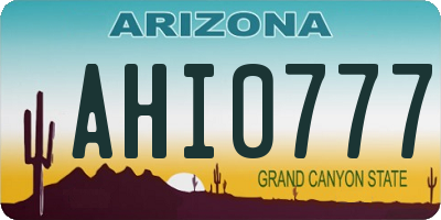 AZ license plate AHI0777