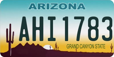 AZ license plate AHI1783
