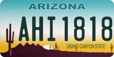 AZ license plate AHI1818