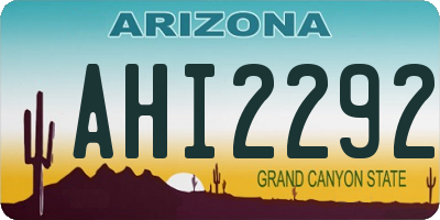 AZ license plate AHI2292