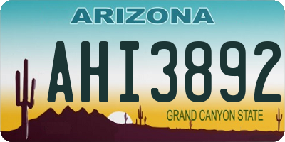 AZ license plate AHI3892