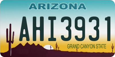 AZ license plate AHI3931