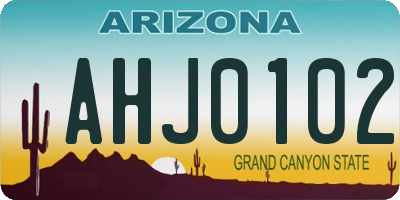 AZ license plate AHJ0102