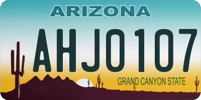 AZ license plate AHJ0107