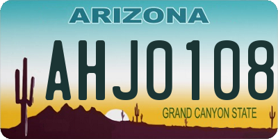 AZ license plate AHJ0108