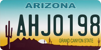 AZ license plate AHJ0198