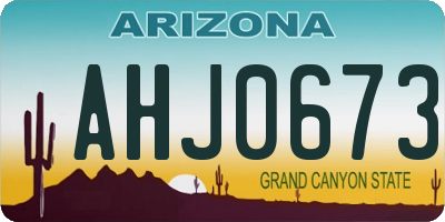 AZ license plate AHJ0673