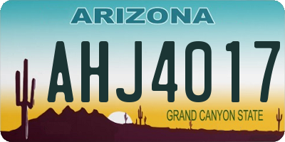 AZ license plate AHJ4017