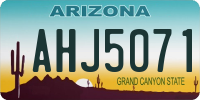 AZ license plate AHJ5071