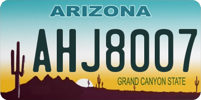 AZ license plate AHJ8007