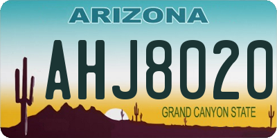 AZ license plate AHJ8020