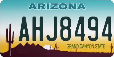 AZ license plate AHJ8494