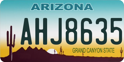 AZ license plate AHJ8635