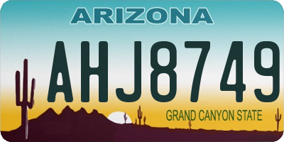 AZ license plate AHJ8749