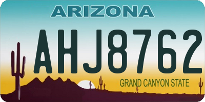 AZ license plate AHJ8762