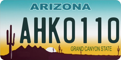 AZ license plate AHK0110