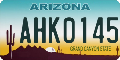 AZ license plate AHK0145