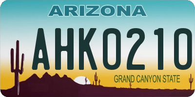 AZ license plate AHK0210