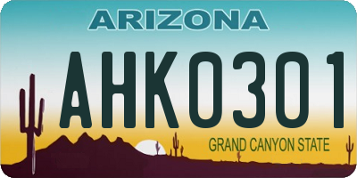 AZ license plate AHK0301