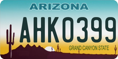 AZ license plate AHK0399
