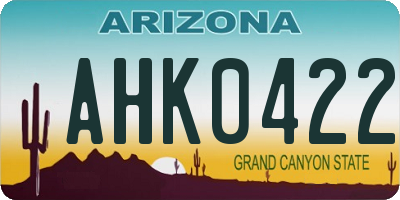 AZ license plate AHK0422