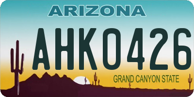 AZ license plate AHK0426