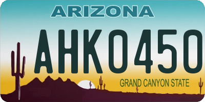 AZ license plate AHK0450