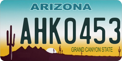 AZ license plate AHK0453