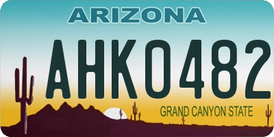 AZ license plate AHK0482