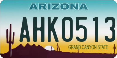 AZ license plate AHK0513