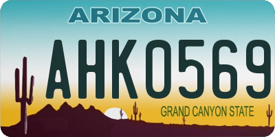 AZ license plate AHK0569