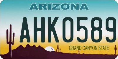 AZ license plate AHK0589